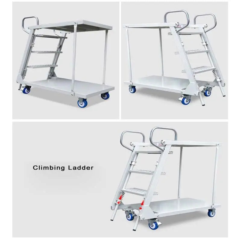 Metal Moveable Step Ladder Cart for Supermarket HTH-189