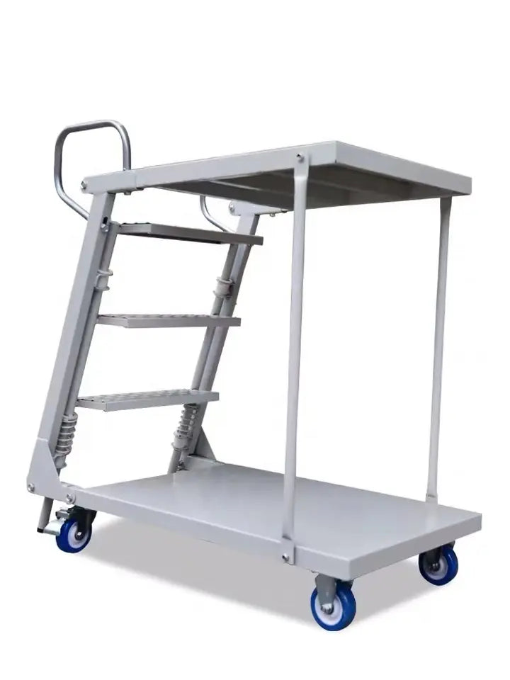 Metal Moveable Step Ladder Cart for Supermarket HTH-189