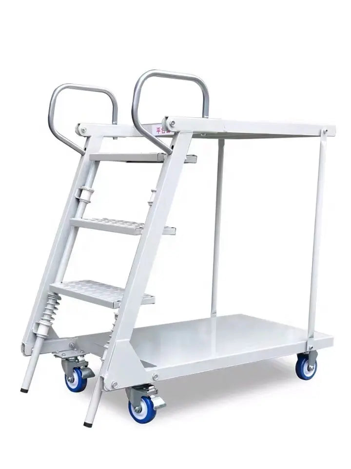 Metal Moveable Step Ladder Cart for Supermarket HTH-189